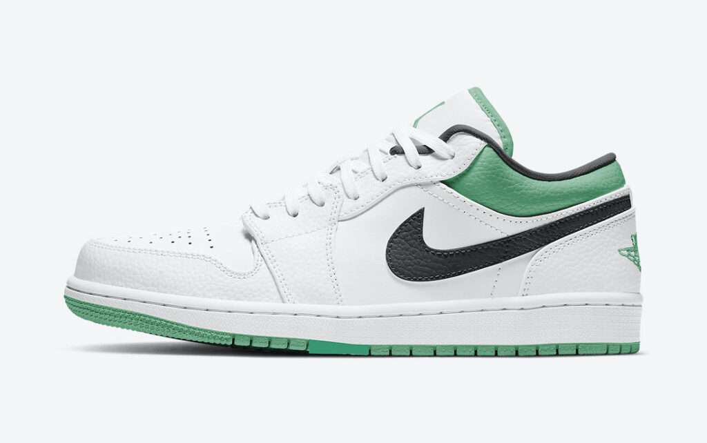 نایک ایرجردن 1 لو سفید سبز مشکی Nike Jordan 1 Low White Lucky Green Black