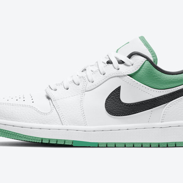 نایک ایرجردن 1 لو سفید سبز مشکی Nike Jordan 1 Low White Lucky Green Black