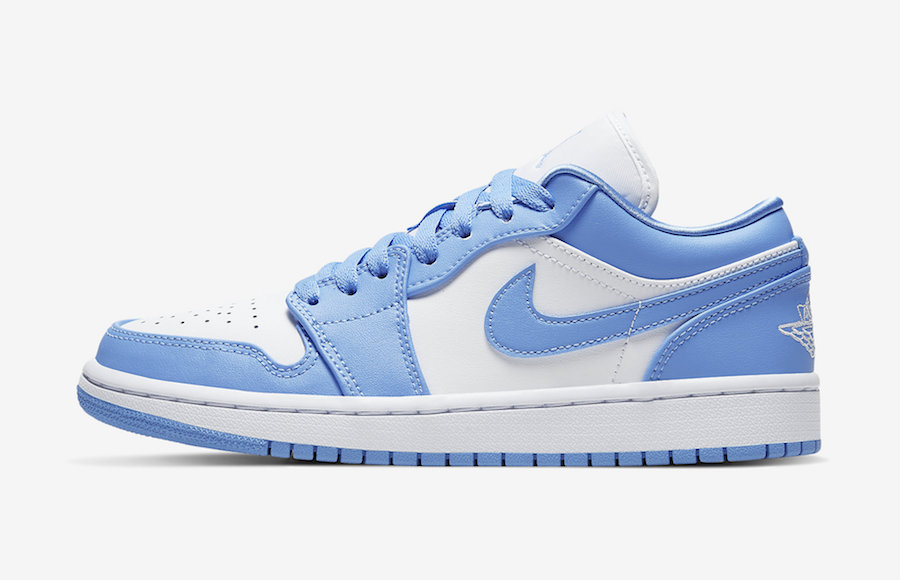 نایک ایرجردن 1 لو آبی سفید Air Jordan 1 Low UNC University Blue White