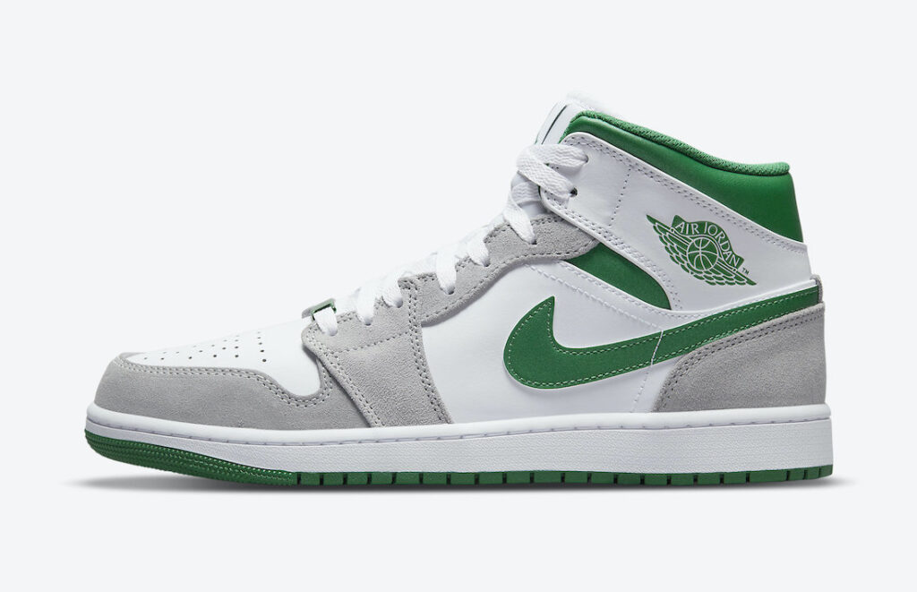 نایک ایرجردن 1 مید سفید سبز طوسی Air Jordan 1 Mid White Green Grey