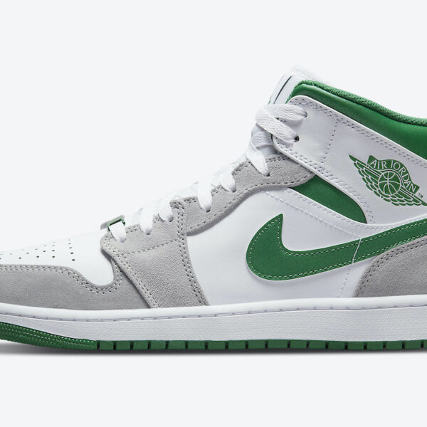 نایک ایرجردن 1 مید سفید سبز طوسی Air Jordan 1 Mid White Green Grey