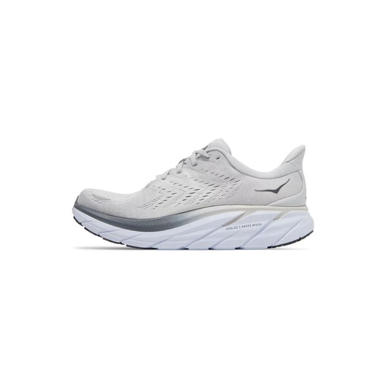 کتونی رانینگ هوکا کلیفتن 8 سفید طوسی Hoka Clifton 8 White Gray