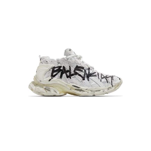 کتونی بالنسیاگا رانر گرافیتی سفید مشکی Balenciaga Runner Sneaker Graffiti White Black