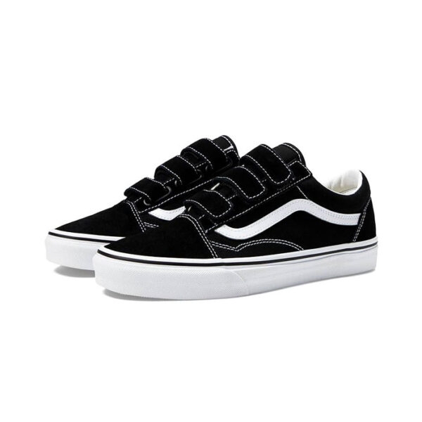 کتونی ونس چسبی ساق کوتاه مشکی سفید Vans Old Skool V Black White