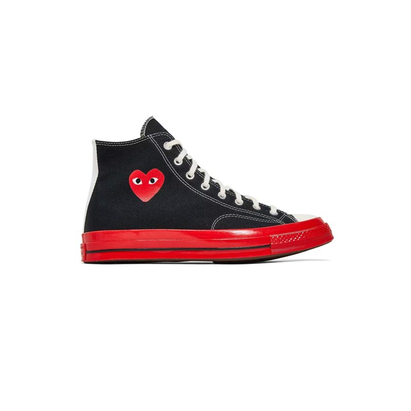 کتونی کانورس آل استار پلی ساقدار مشکی زیره قرمز Converse Play Chuck 70 High Comme des Garçons Black Red