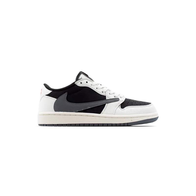 کتونی نایک ایرجردن 1 تراویس اسکات مشکی سفید طوسی Nike Air Jordan 1 Low Travis Scott Black White Grey