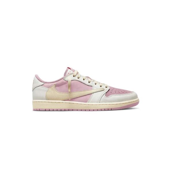 کتونی نایک ایرجردن 1 تراویس اسکات کرم صورتی Nike Air Jordan 1 Low Travis Scott Sail Shy Pink