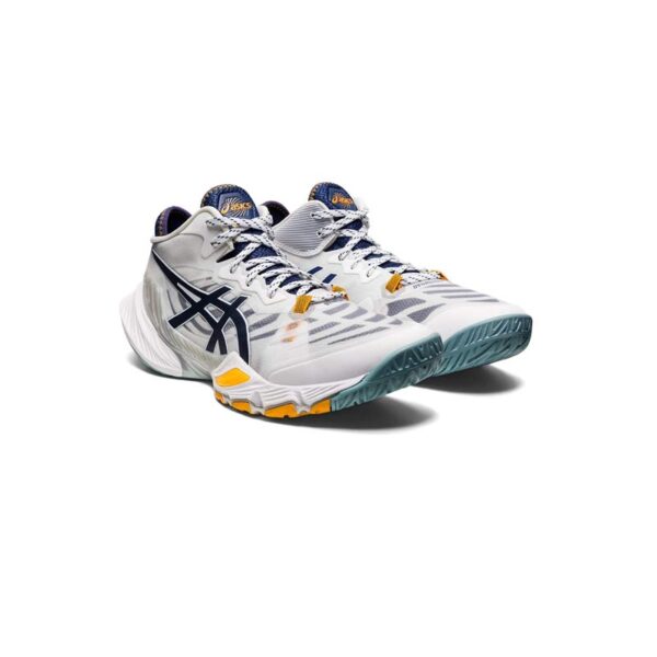 کتونی والیبال اسیکس متارایز سفید آبی زرد Asics Metarise White Blue Yellow